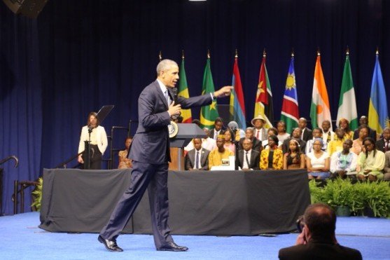 President Obama spent a lively 80 minutes fielding questions from YALI Fellows. Photo courtesy of Abena Agyeman-Fisher. President Obama at YALI