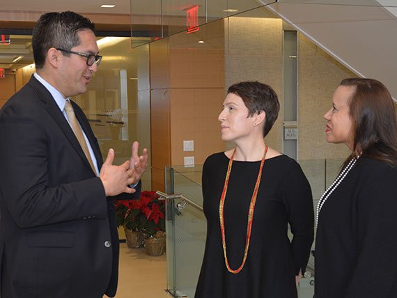 Charter School Growth Fund's Alex Hernandez with Carnegie Corporation of New York’s Saskia Levy Thompson, program director, and LaVerne Srinivasan, vice president, National Program. Hernandez_SLT_LS_570px.jpg
