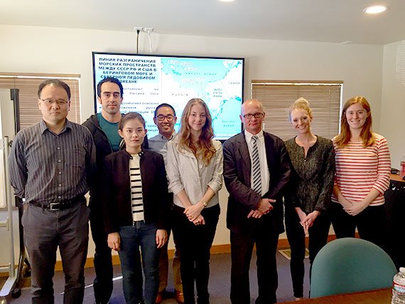 Students at the Middlebury Institute of International Studies at Monterey, including Sarah Bidgood (second from right), with visiting expert Pavel Gudev (third from right) ips_miis_570px.jpg