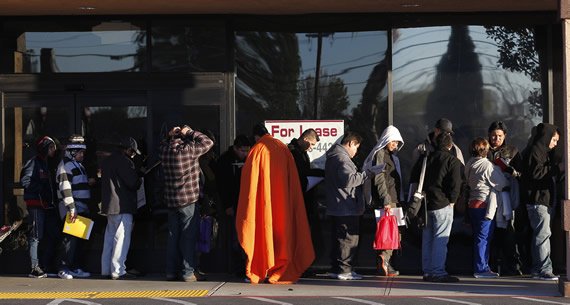 Immigrants line up to apply for California driver licenses at DMV offices January 2, 2015 (Photo by Brian van der Brug/Los Angeles Times via Getty Images) democracy_CADMV.jpg