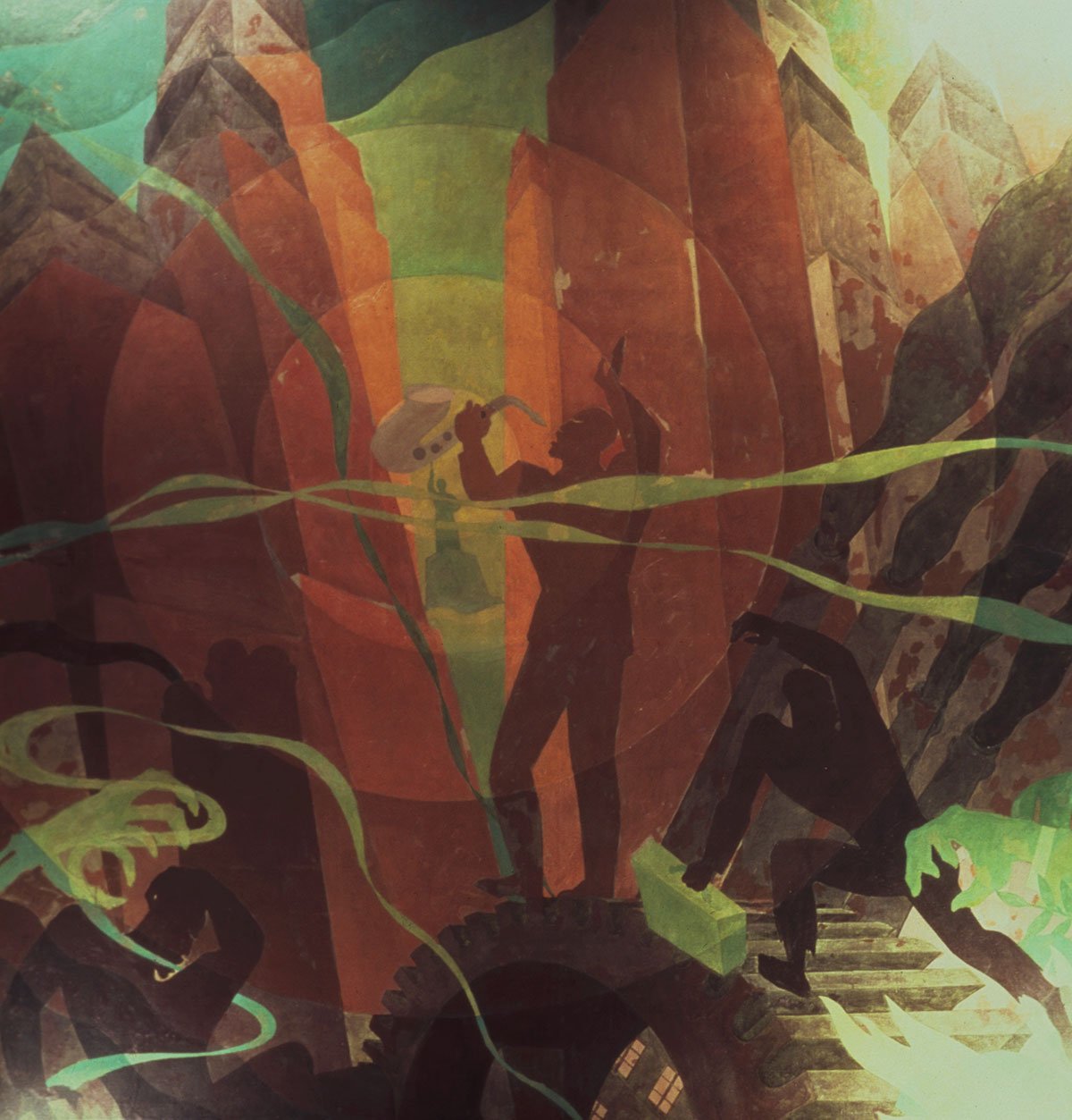 "Song of the Towers" — one of four panels from Aaron Douglas’s "Aspects of Negro Life" mural series. Oil on canvas, 1934. (Photo: The New York Public Library, Schomburg Center for Research in Black Culture, Art and Artifacts Division) McFadden_Douglas_psnypl_scf_003.jpg